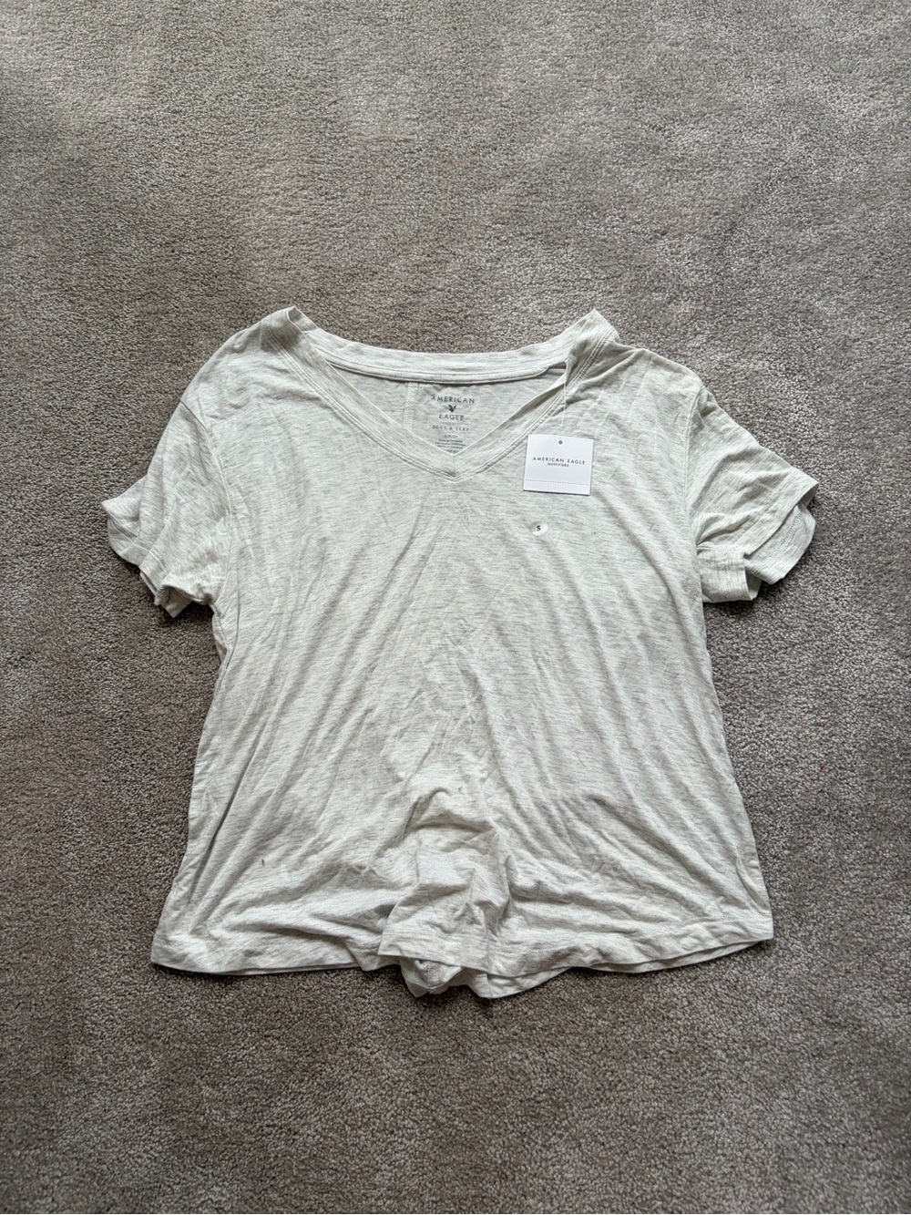 American Eagle Outfitters Soft Light Gray V-Neck Tee